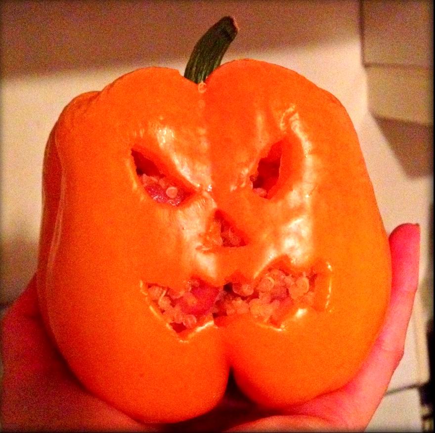 Jack-O-Lantern Stuffed Peppers