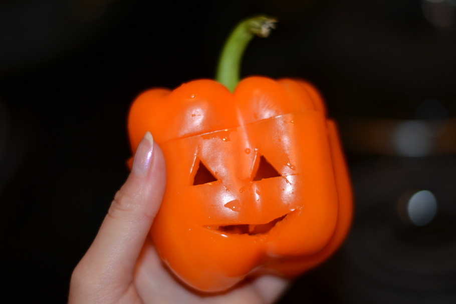 Chipotle “Mac-n-Cheese” Stuffed “Pumpkin” Peppers