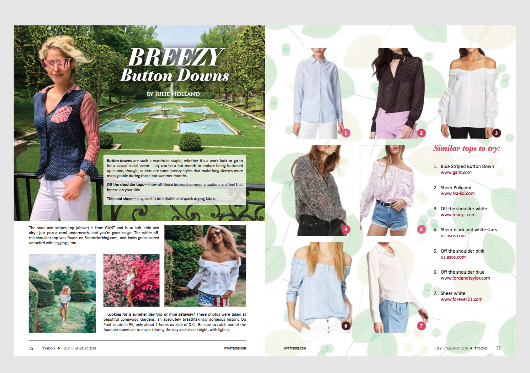 Viva Tysons Magazine July August 2018, Breezy Button Downs by Julie Holland